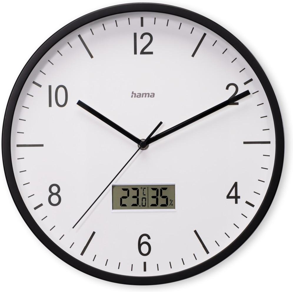 Funkwanduhr "Lanzarote", m. Thermometer/Hygrometer, Ø 35cm, ohne Ticken, SW (00185887)