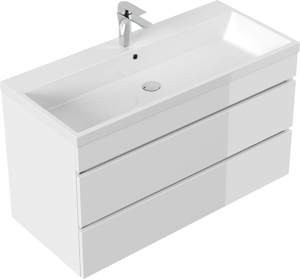 Badmöbel Fellini 100 SoftClose weiss hochglanz mit grifflosen Schubladen