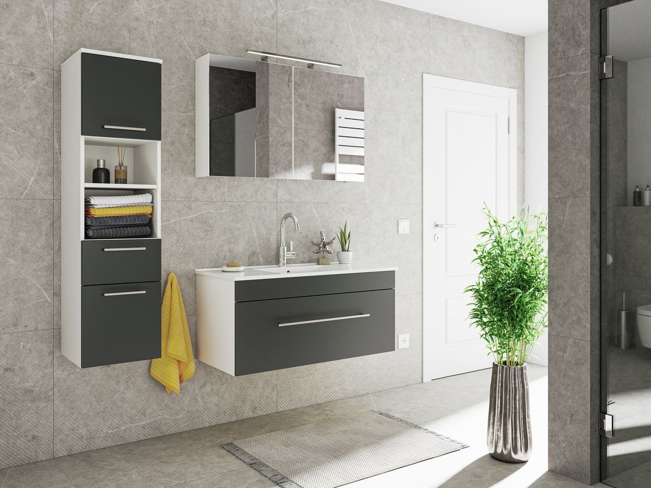 Badmöbel-Set VIVA 100 (3-teilig) schwarz EEK: F