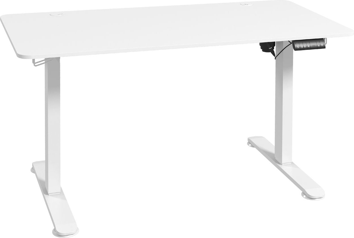 Höhenverstellbarer Schreibtisch 140 x 70cm Elektrisch Computertisch mit Haken