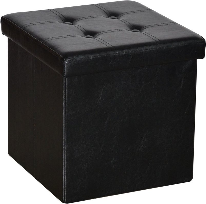 Sitzhocker faltbar & gepolstert, bis 110 kg belastbar, Bezug aus Kunstleder, schwarz