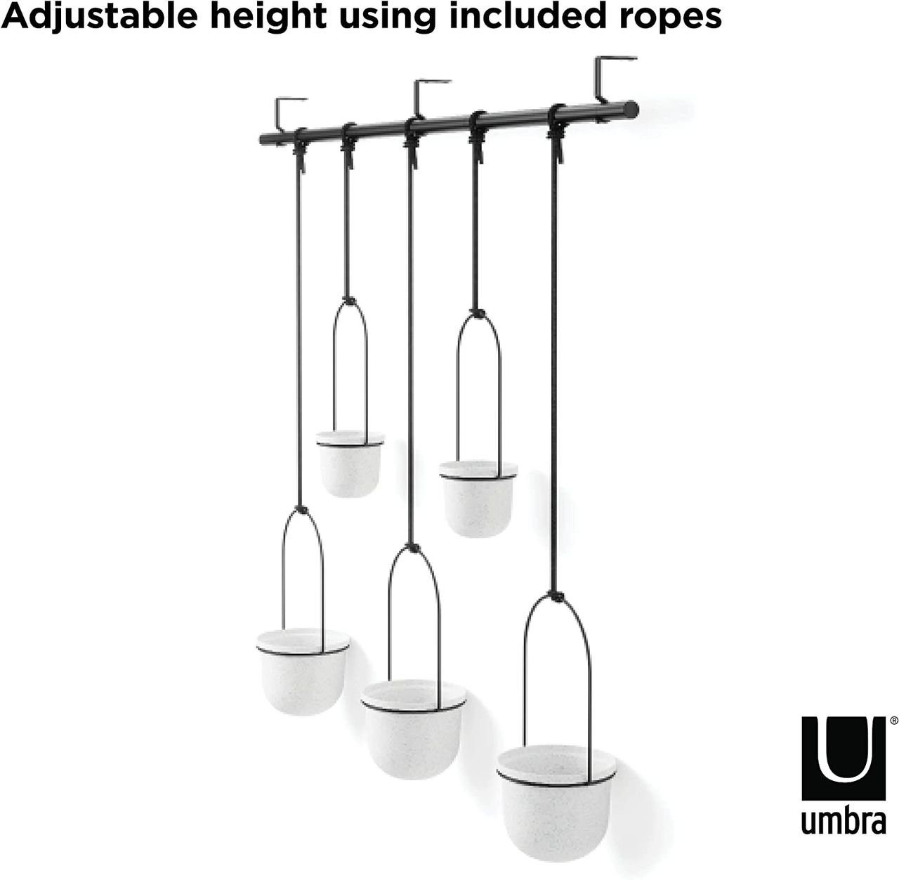 Umbra Triflora WHITE Hängeblumentopf, Wandvase, Blumentopf, Blumenampel für Wand-& Deckenanbringung