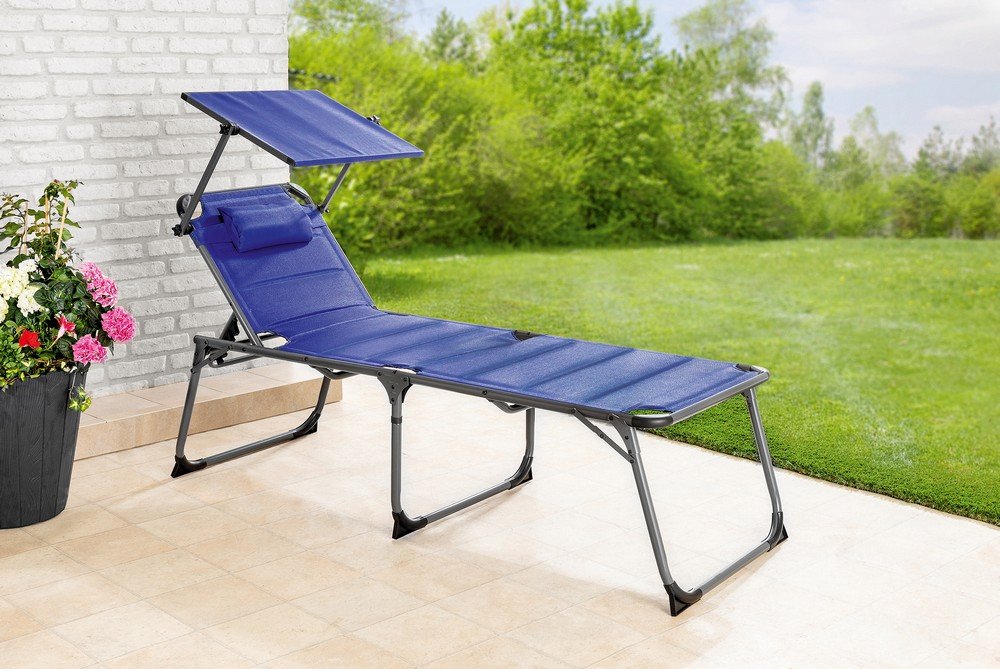 Komfort-Sonnenliege inkl. Kissen gepolstert aus Aluminium, ca. 193 x 67 x 32 cm - Blau