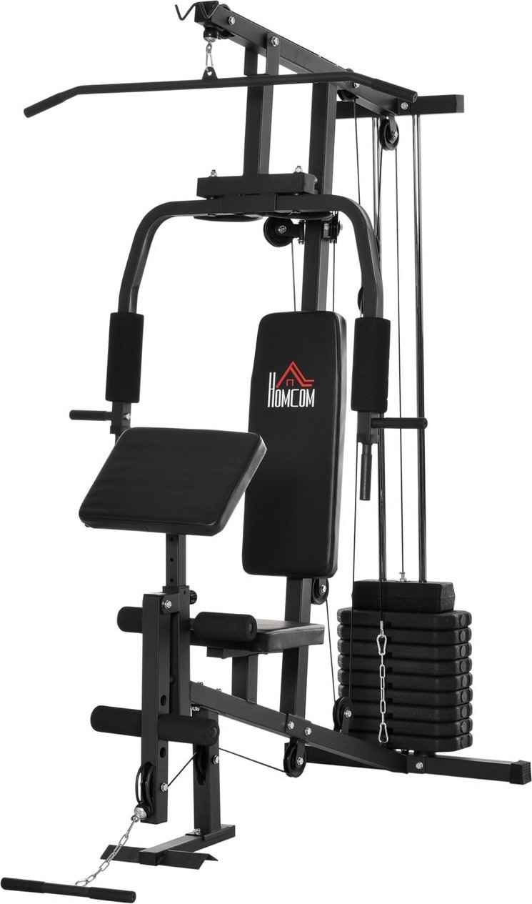 Gym Kraftstation Fitnessstation Multigym inkl. Gewichten Metall Schwarz