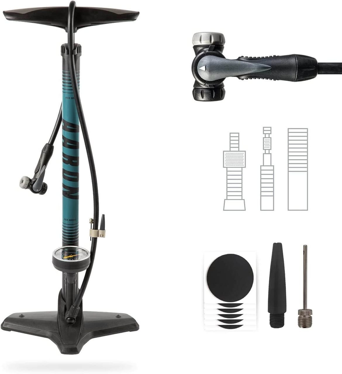 Luftpumpe Sport One in Blau Fahrrad-Stand-Pumpe für alle Ventile mit Manometer