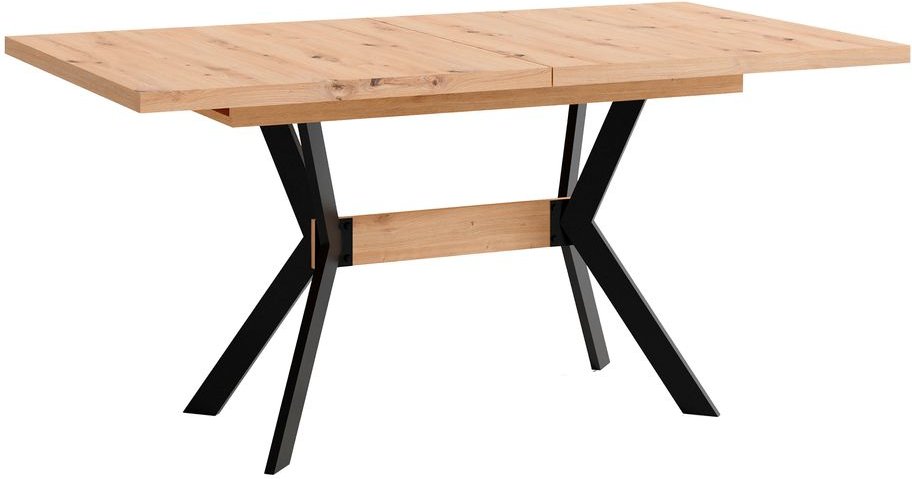 BREMEN Tisch mit Auszug, Breite 160 cm, Metall schwarz pulverbeschichtet