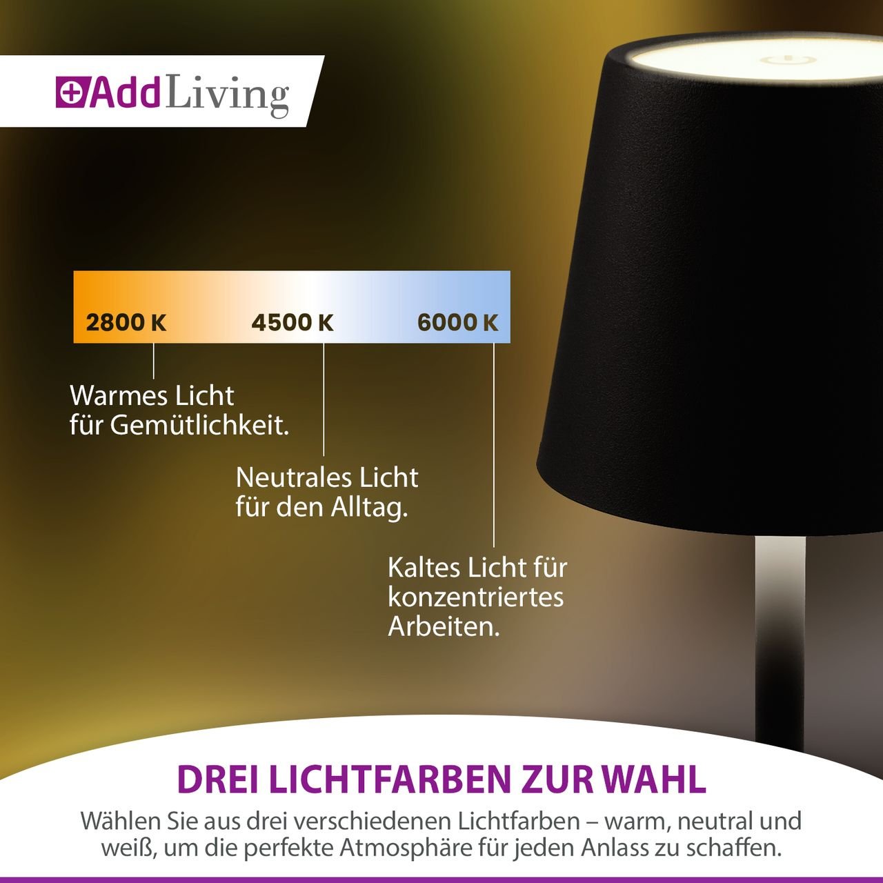 LED Tischlampe AddLiving Fashion schwarz