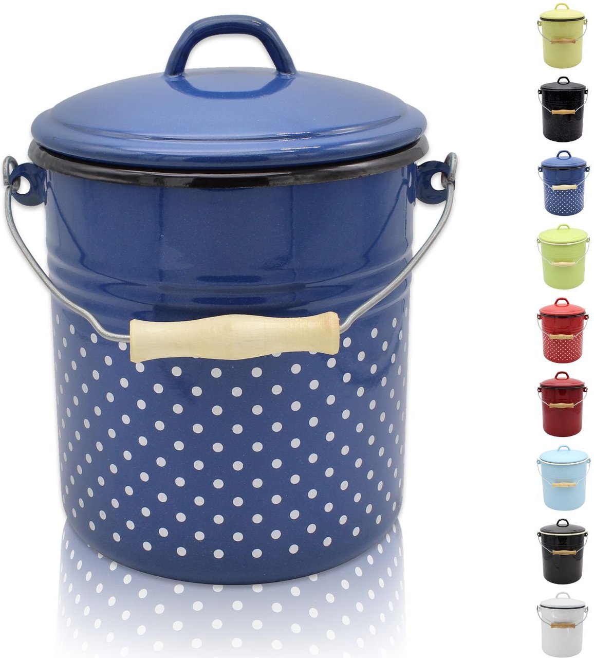 Emaillierter Mülleimer ITALIA mit Deckel, 5 Liter