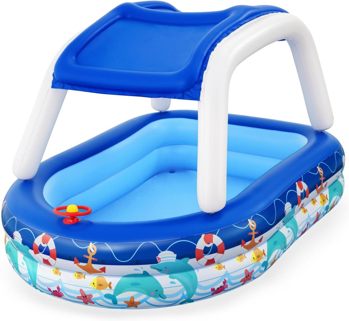 Family Pool mit Sonnenschutzdach Sea Captain™ 213 x 155 x 132 cm