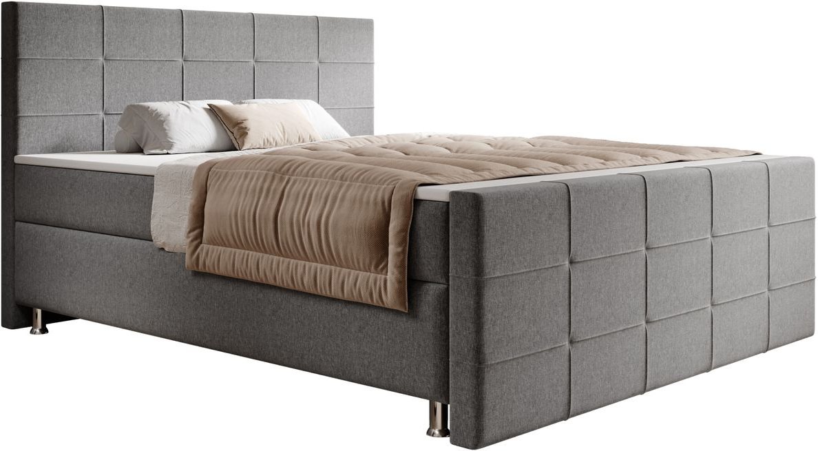 IHG Boxspringbett Florenz 180x200cm Webstoff Grau