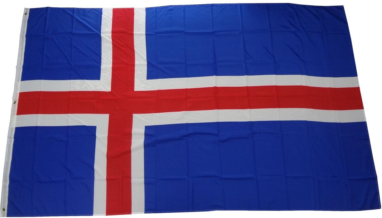 Flagge Island 90 x 150 cm Fahne mit 2 Ösen 100g/m² Stoffgewicht Iceland Fahne Weltmeisterschaft