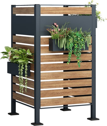 Mülltonnenverkleidung für 1 Mülltonne in Holzoptik, ca. 245 x 150 x 5 cm - Anthrazit