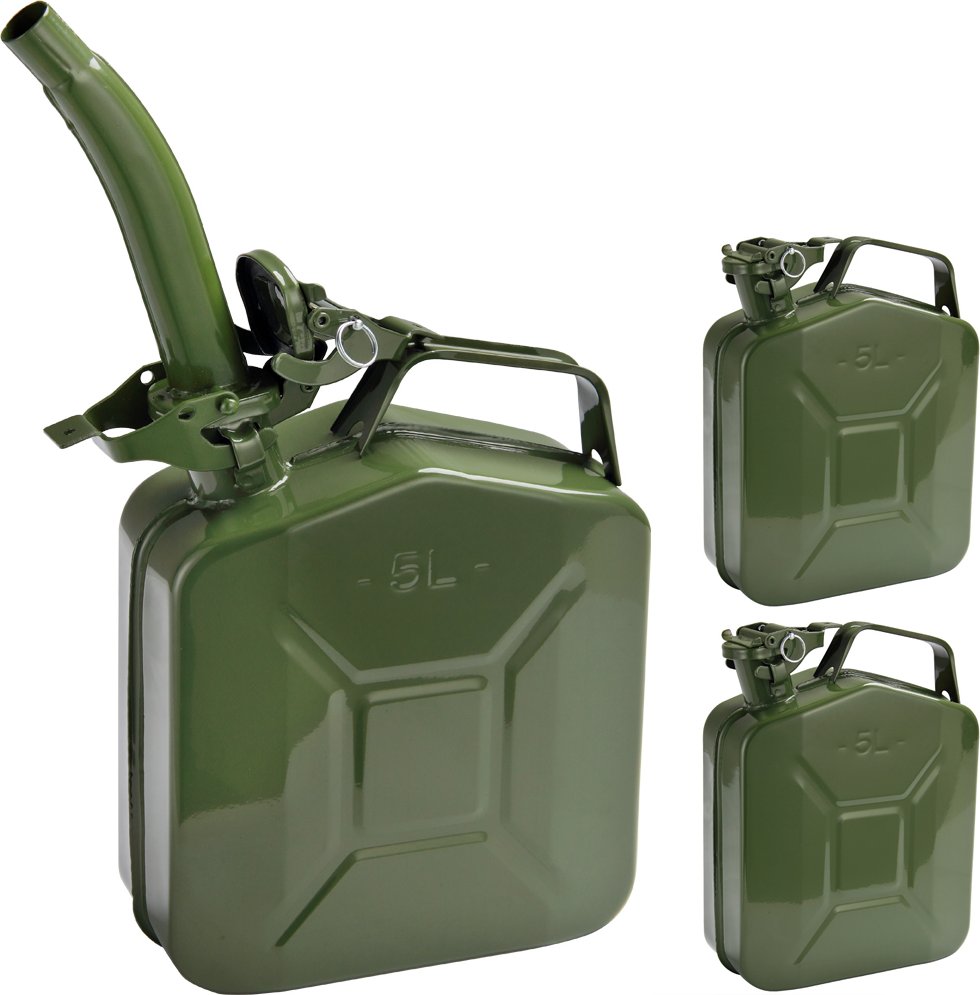 monzana 3x Metallkanister je 5 Liter + Ausgießer