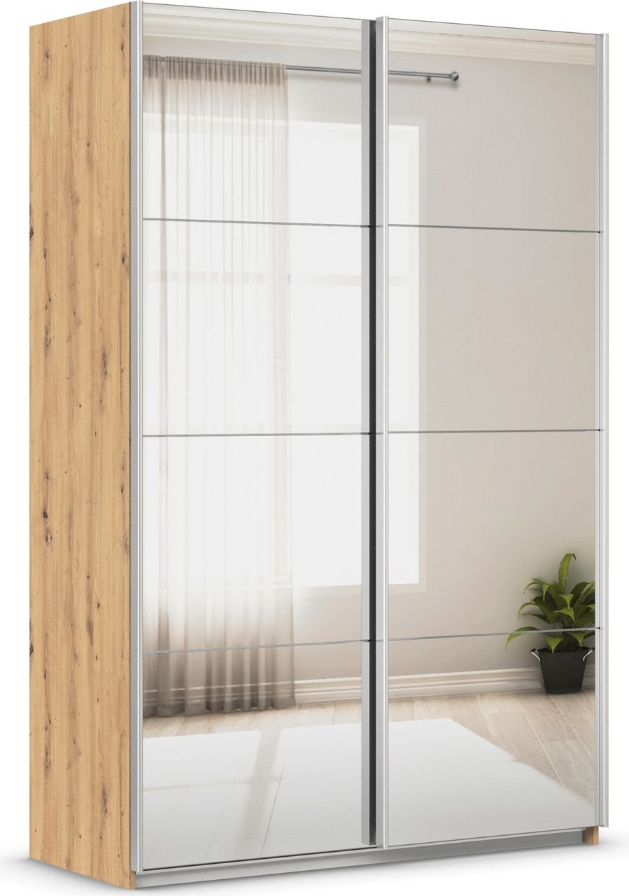 rauch Quadra Kleiderschrank 2-türig, mit Spiegel, Farbe Eiche Artisan Breite 136 cm