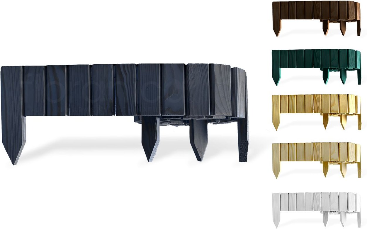 Floranica Rollborder II Anthrazit Imprägniert Kiefernholz Rasenkante für Obstgärten Beete Wege