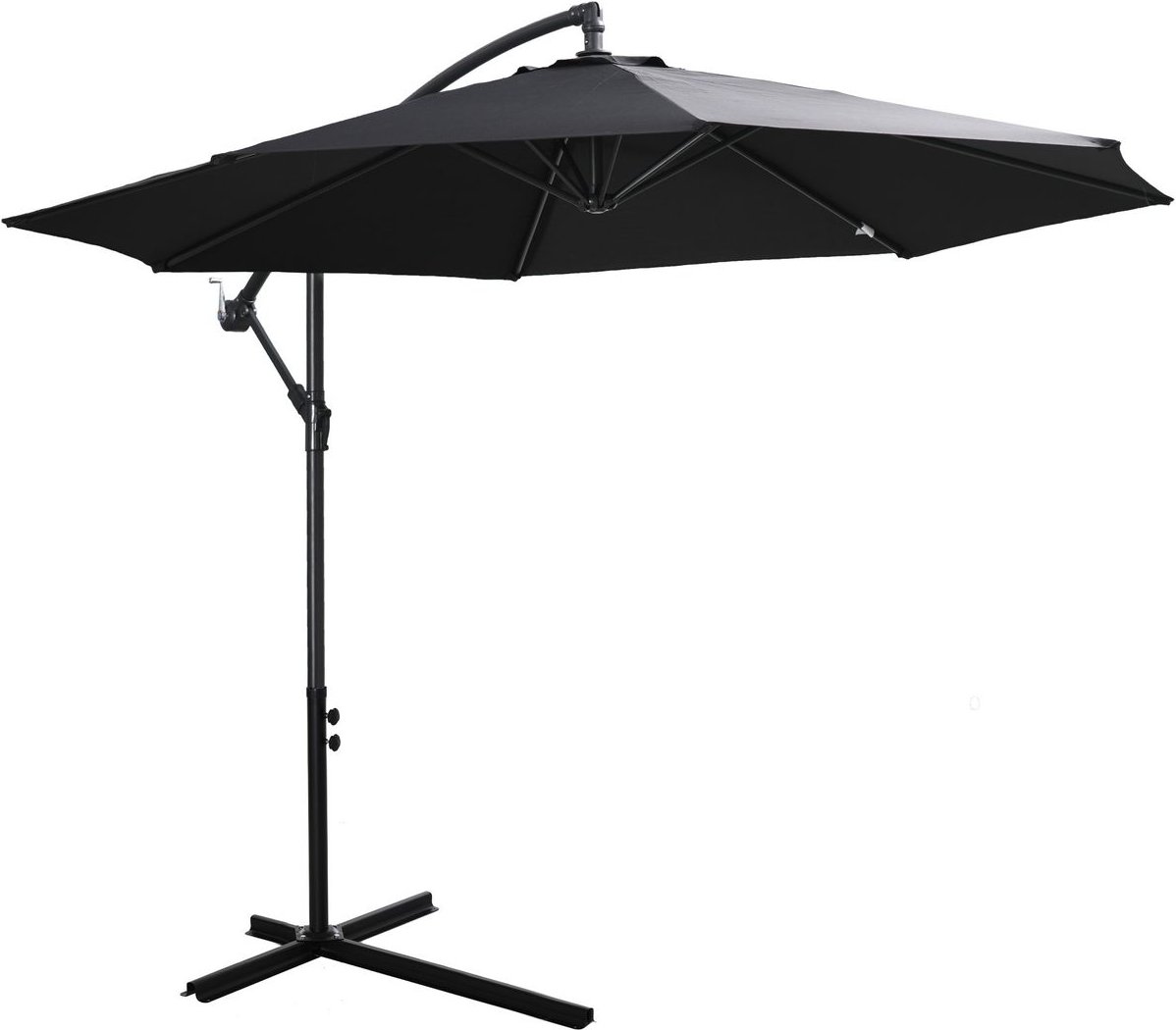 Sonnenschirm mit Handkurbel Schwarz Ø3 x 2,5H m