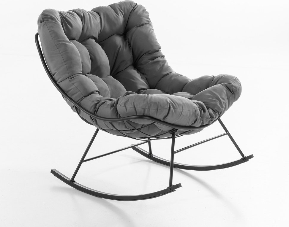 Outdoor-Schaukelstuhl aus Stahl mit Kissen - ca. 100 x 95 x 84 cm