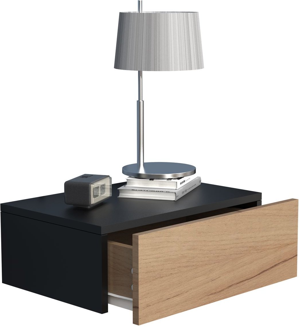 Wandschublade "Usal M 45" Schwarz/Honig-Eiche