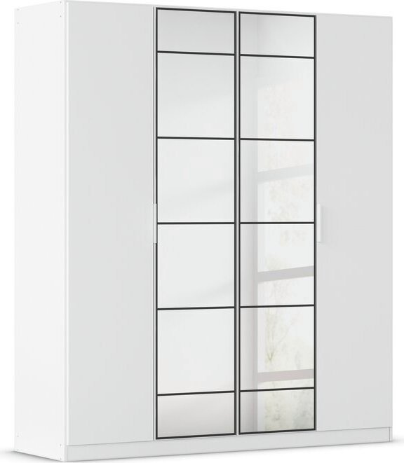 rauch Acero Garderobenschrank 4-türig, mit Grauspiegel, Farbe Weiß Breite 181 cm