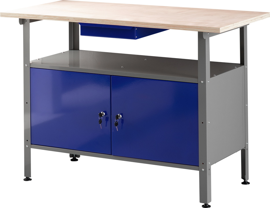 Werkbank mit verschließbaren Türen, 120 x 60 x 85 cm