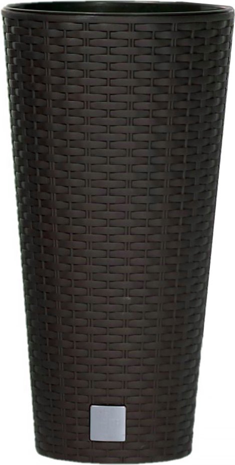 XXL Pflanzsäule Rund inkl. Einsatz "Rattanoptik" - Dunkelbraun