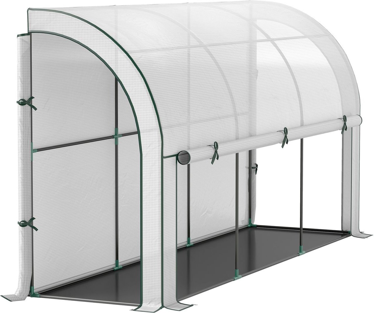 Outsunny Gewächshaus mit Regale Rolltür, winterfest Foliengewächshaus aus Stahl