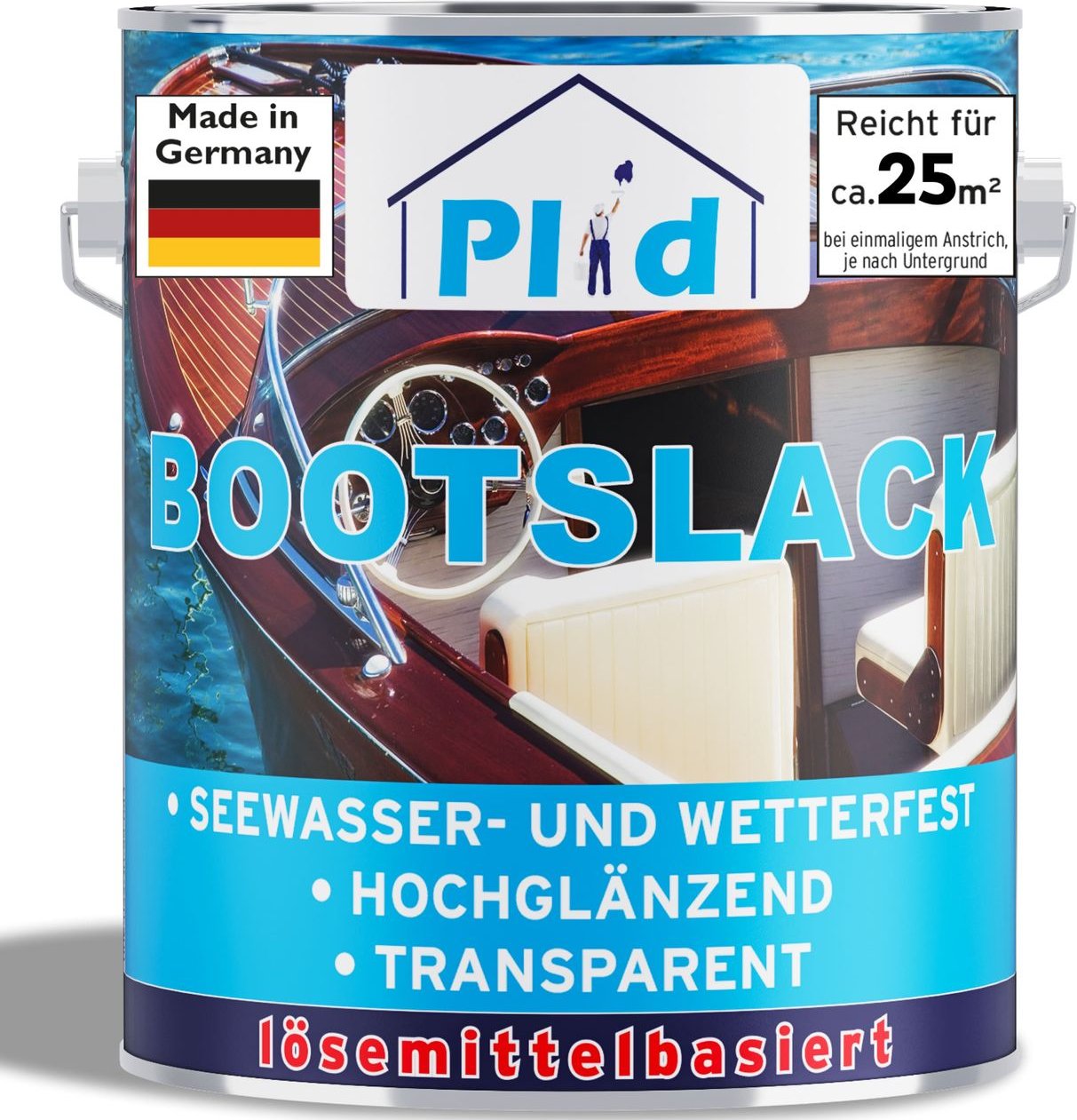 Bootslack 2,5L Farblos für ca. 25m² / Klarlack Holzlack Schiffslack Holzschutz