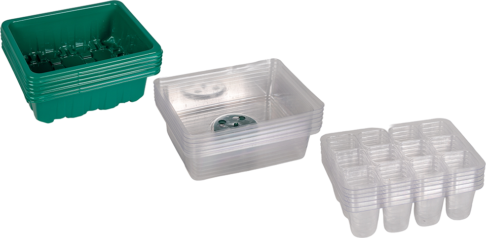 Anzucht-Gewächshaus 6er-Set, niedrig