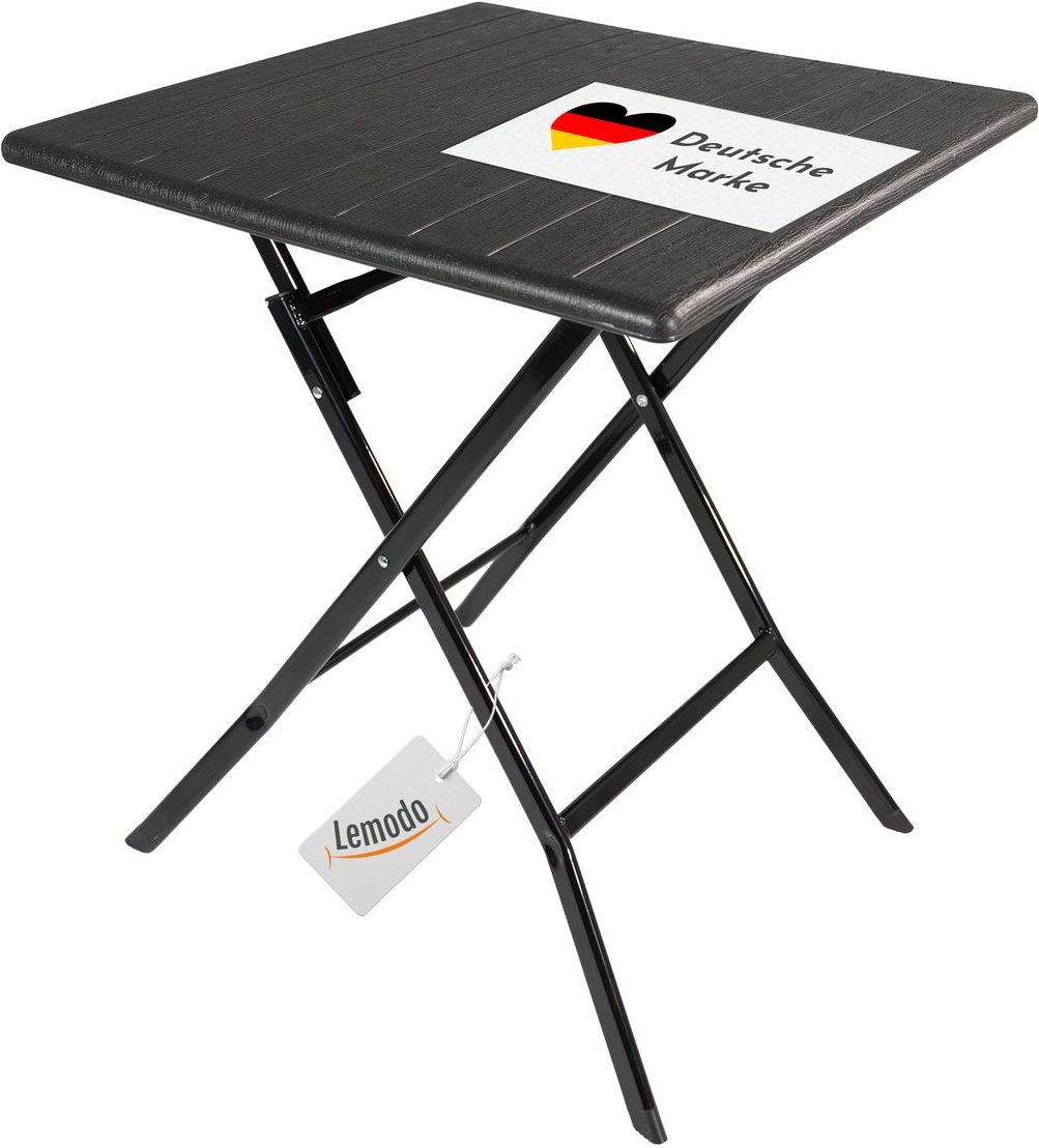 Klapptisch in Holz-Optik, Balkontisch mit Tischplatte 62 x 62 cm (L x B), schwarz