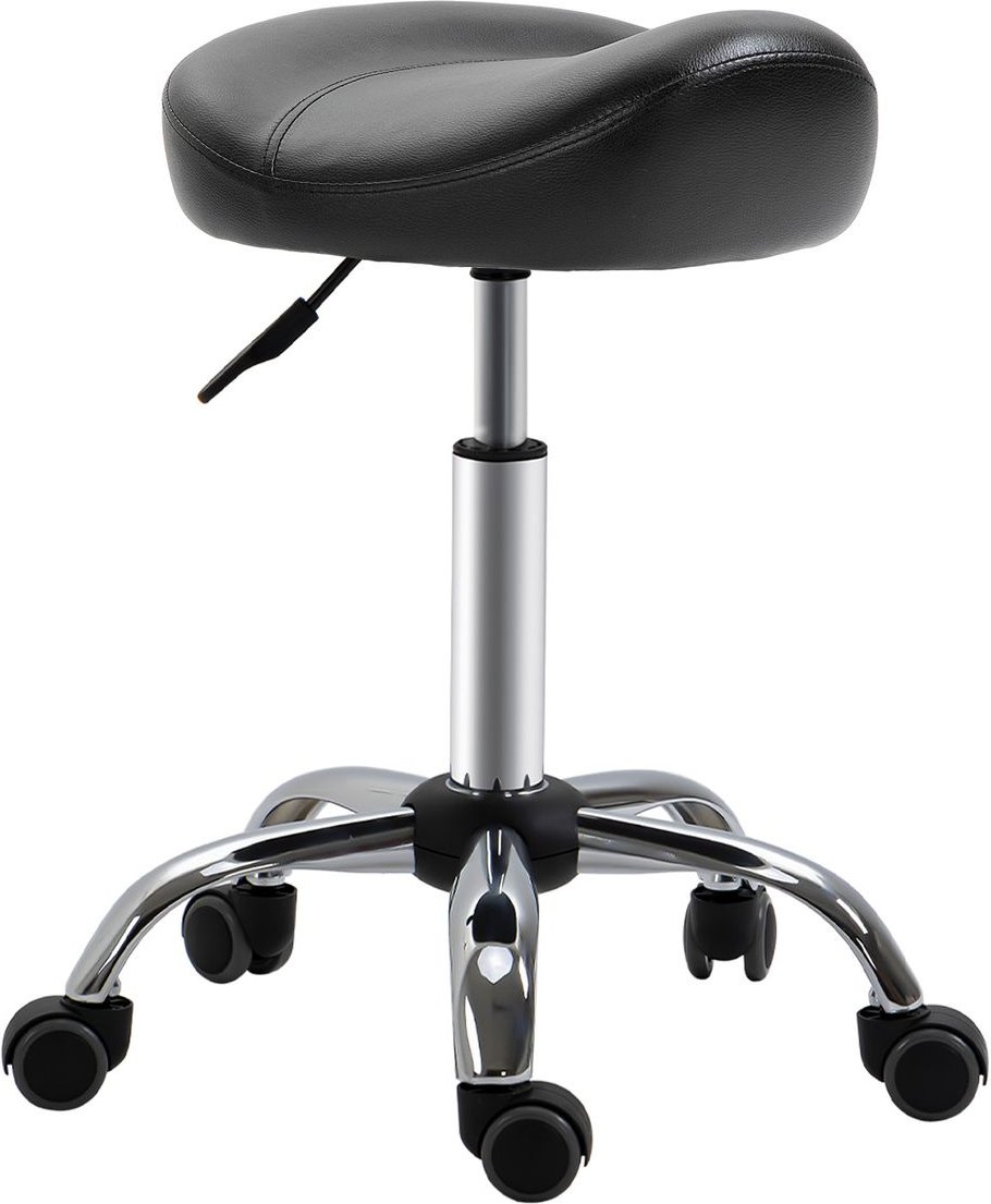 Rollhocker Höhenverstellbar Arbeitshocker mit Rädern für Massage Schwarz
