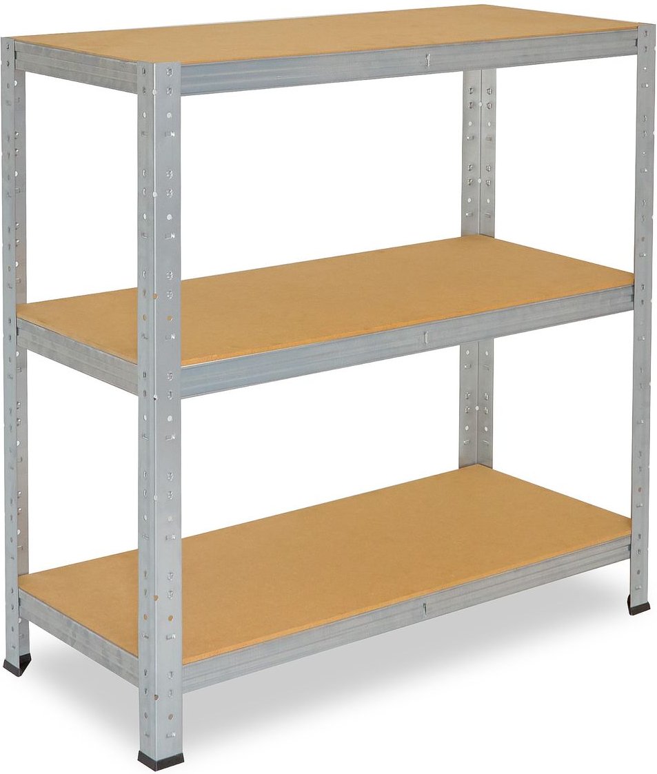 HOME 100x100x40cm Schwerlastregal in verzinkt mit 3 Böden