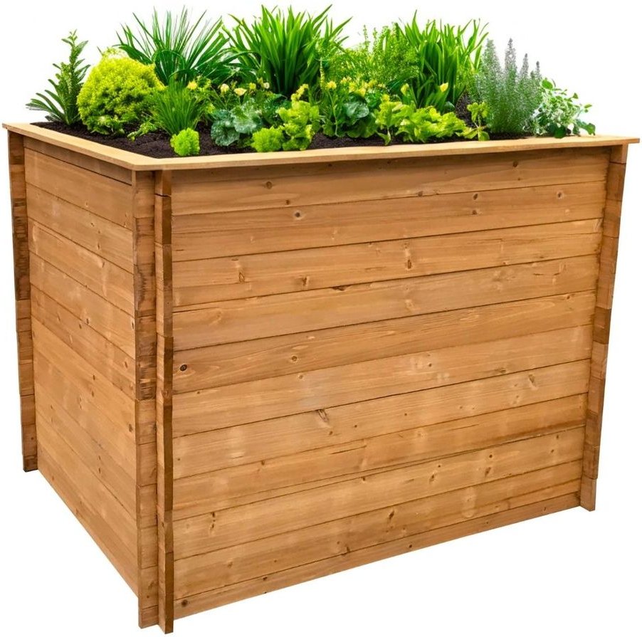 Hochbeet Marvin mit Pflanzenvlies Kräuterbeet aus Holz Frühbeet 115x87x85 cm