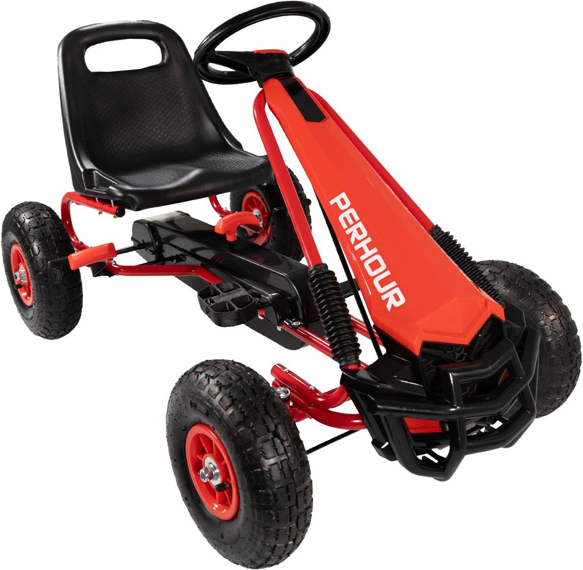 Go Kart Tretfahrzeug rot mit Luftreifen, Kinderfahrzeug ab 3 Jahre