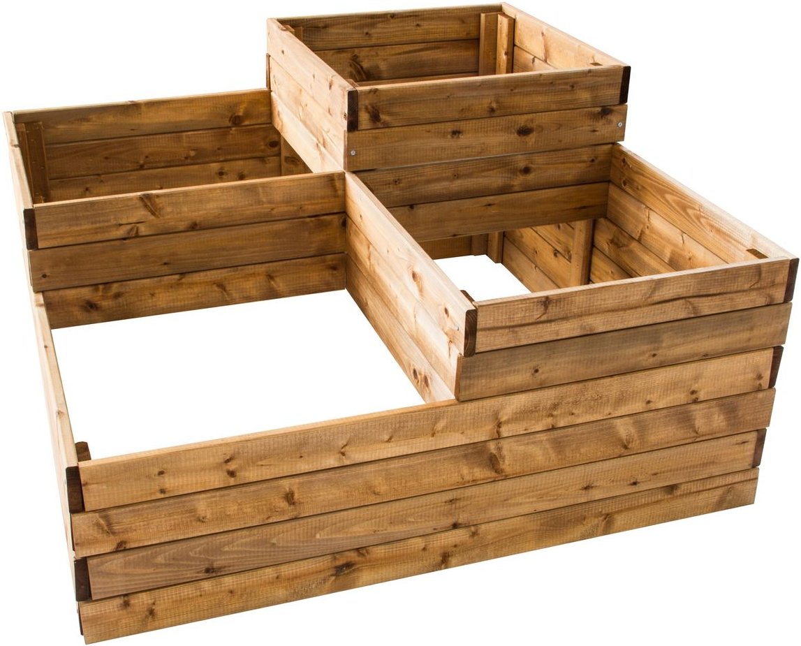 Pflanzkasten aus Holz mit 4 Pflanzzonen