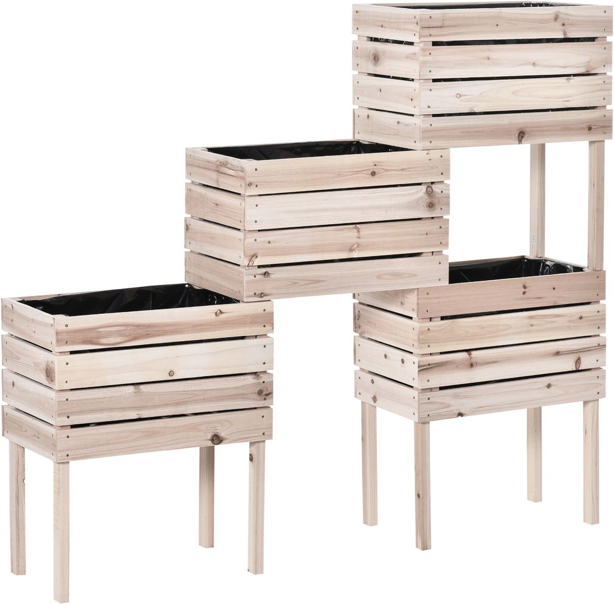 4 tlg. Hochbeet aus Holz 4 Kombinationsmodi Blumenkasten Garten Natur