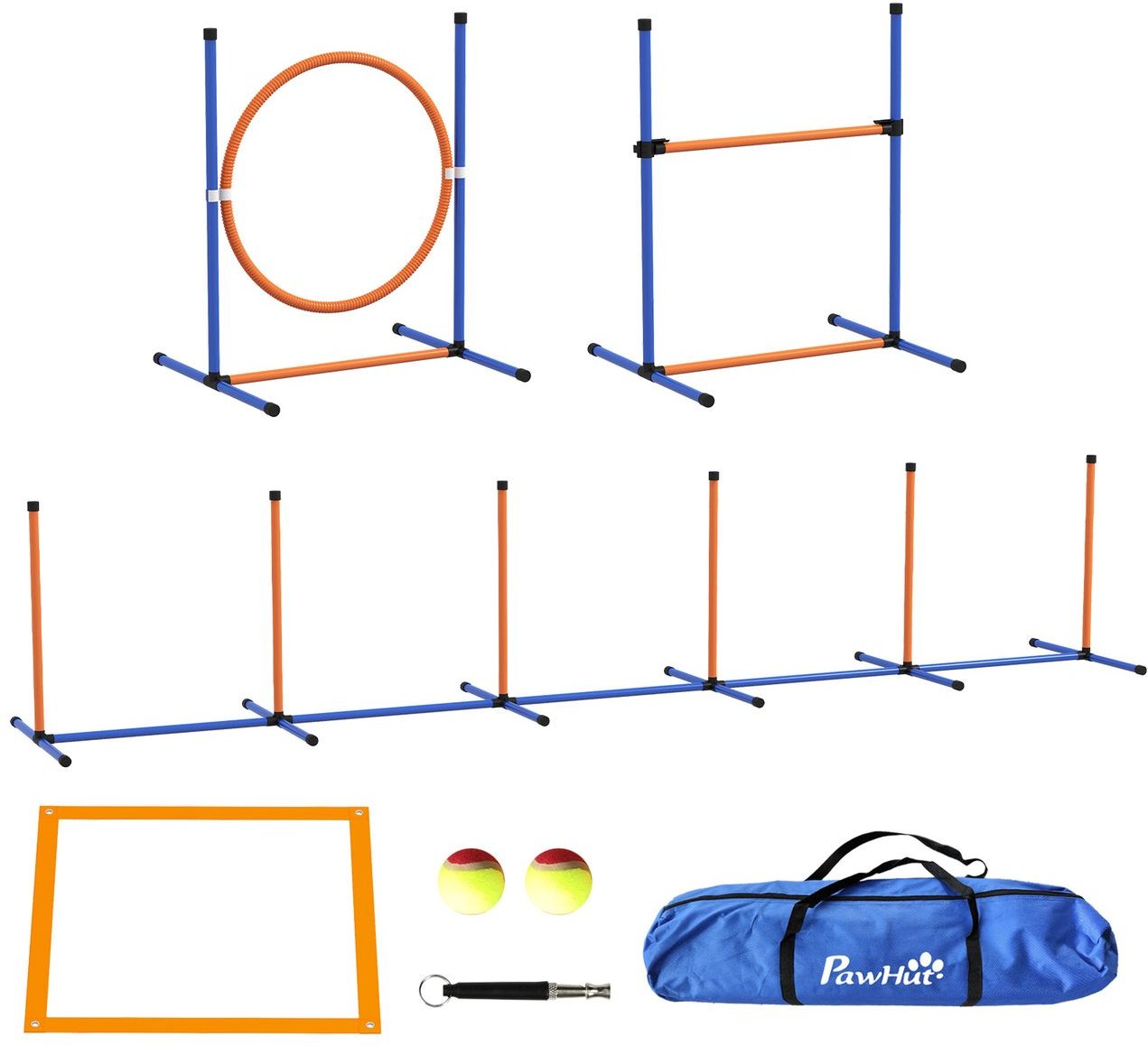Agility Set Hunde, 4er-Set Hundetraining mit Höhenverstellbaren Agilityhürden