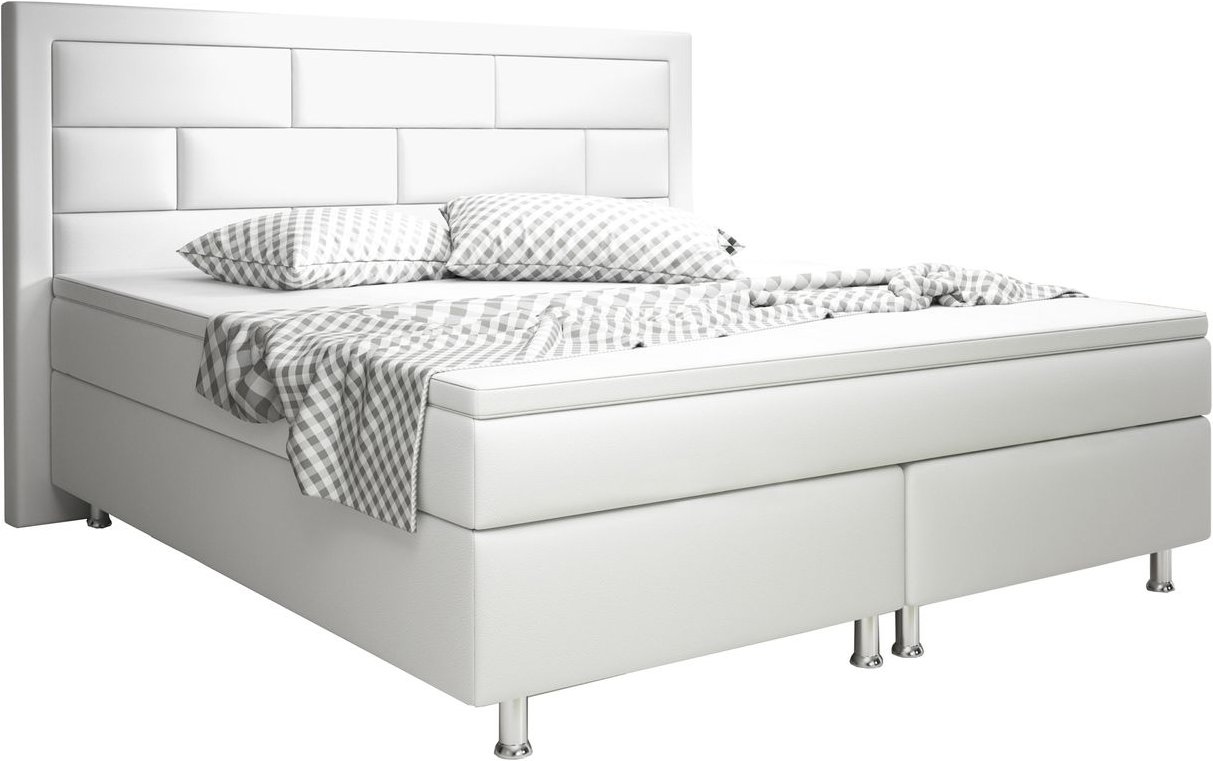Boxspringbett Nizza 180x200 cm Kunstleder Weiß