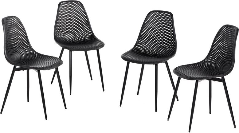 4er Set aus Stühlen mit Metallbeinen - Schwarz