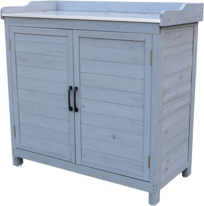 Outdoor Arbeitstisch mit Ablage, ca. 98 x 47 x 94 cm