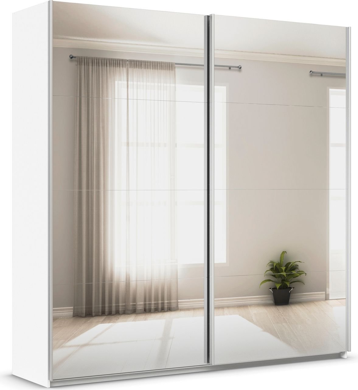 rauch Quadra Kleiderschrank 2-türig, mit Spiegel, Farbe Weiß Breite 226 cm