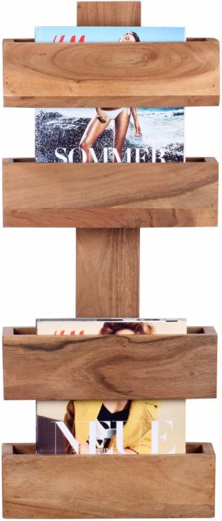 Massivholz Akazie Wandregal Zeitungshalter 30 x 10 cm Neu