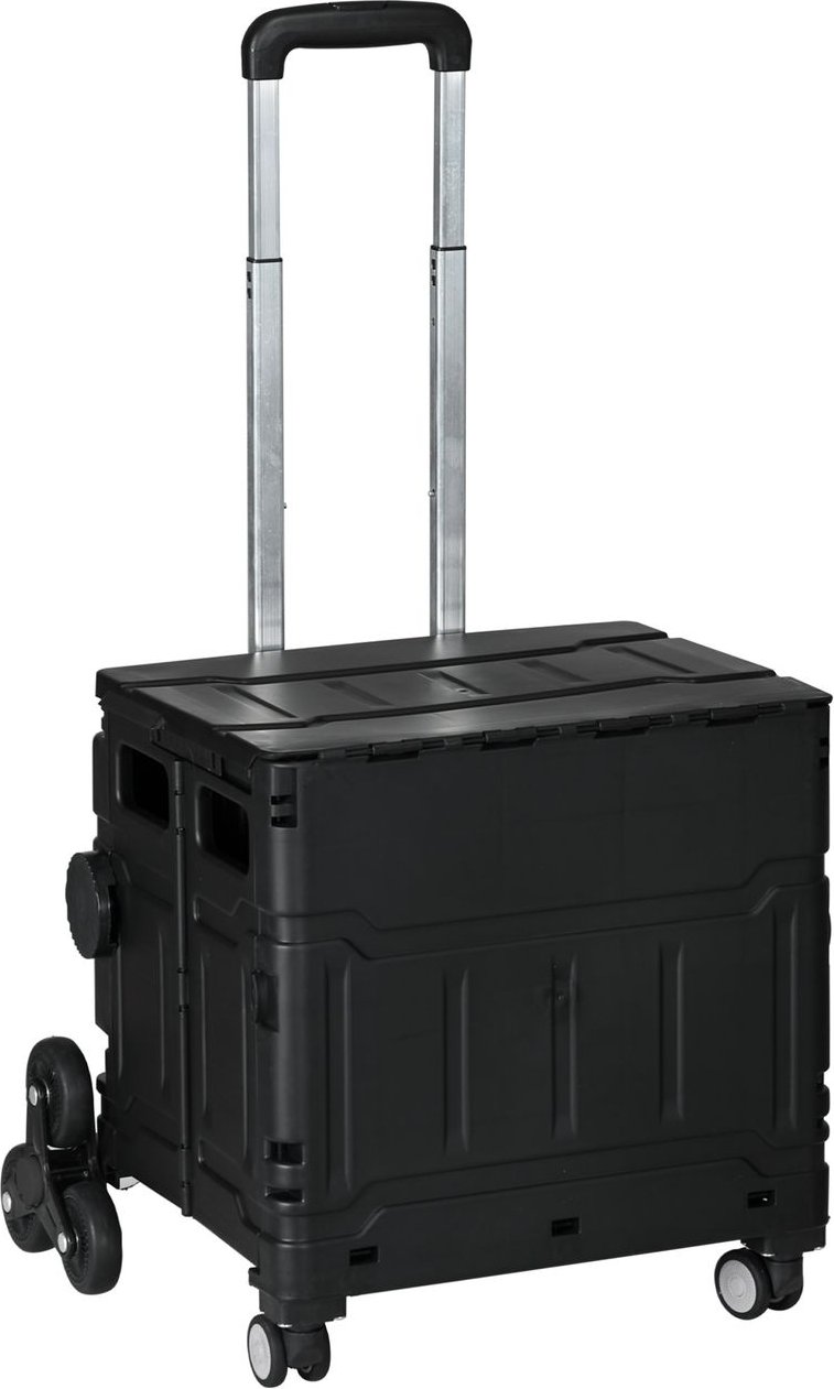 Thumbnail - Einkaufstrolley Klappbar Einkaufswagen mit Teleskop-Griff, bis 80 kg Schwarz