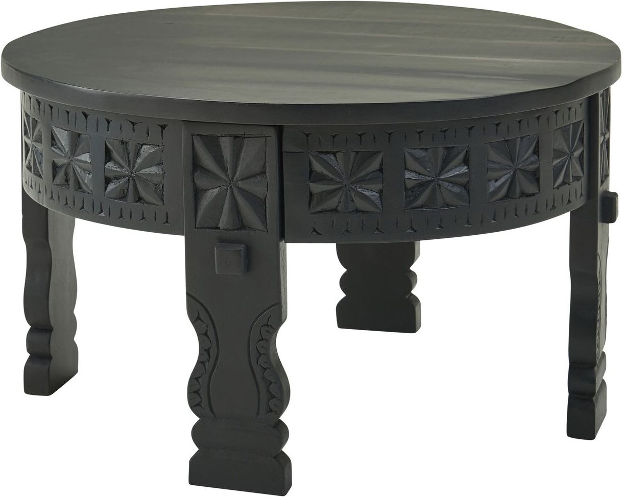 Couchtisch 60 cm Wohnzimmertisch Massivholz Schwarz