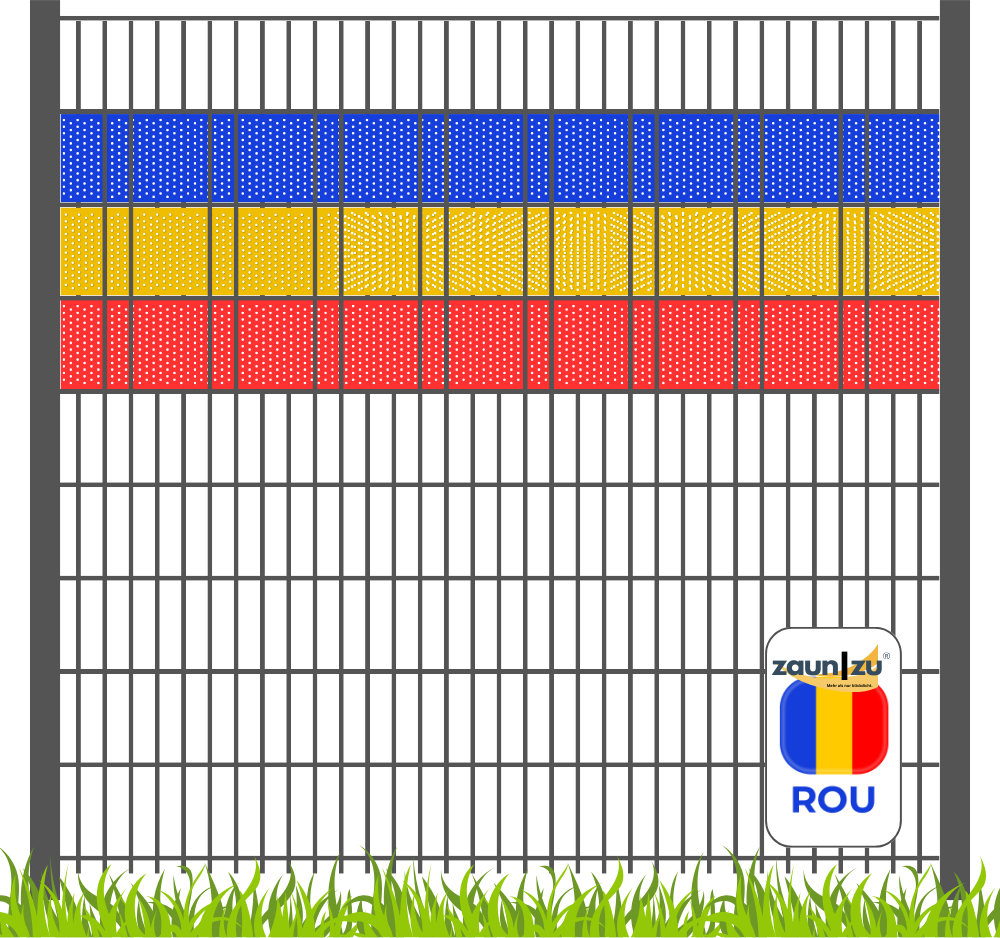 Sichtschutzstreifen Fanartikel für Rumänien Doppelstabmatten Volle Streifenbreite GELOCHT