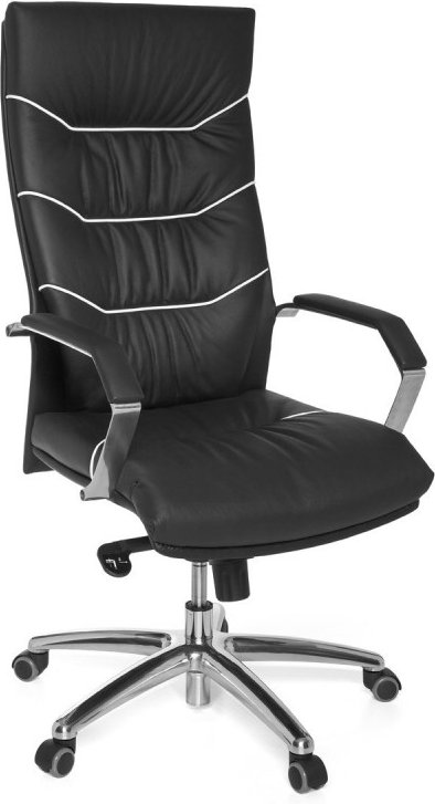 XXL Chefsessel Ferrol Echtleder schwarz, 5-Punkt Multiblock-Mechanik, Bürostuhl bis 120kg