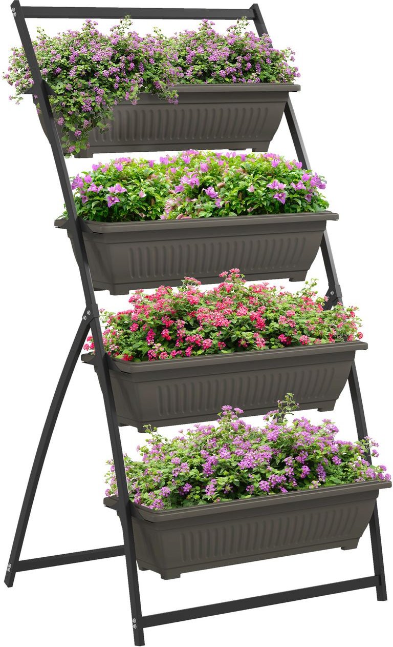 Pflanzenständer, Blumenständer mit 4 Etagen Pflanzenregal mit Löchern