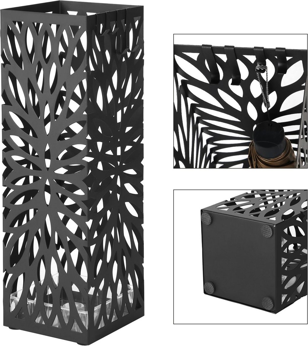 Schirmständer mit Wasserauffangschale Haken 15,5 x 15,5 x 49 cm