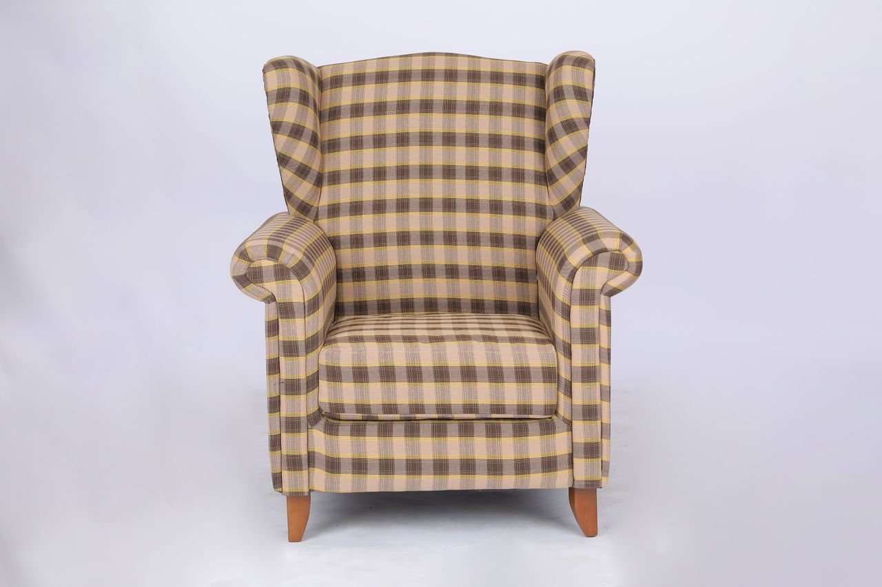 Polstersessel Loretta, ca. 86 x 81 x 105 cm – Kariert & Braun