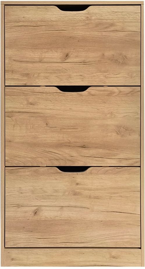 Schuhschrank mit Melaminbeschichtung, ca. 62 x 24 x 115,5 cm – Mittelbraun mit Holzmaserung