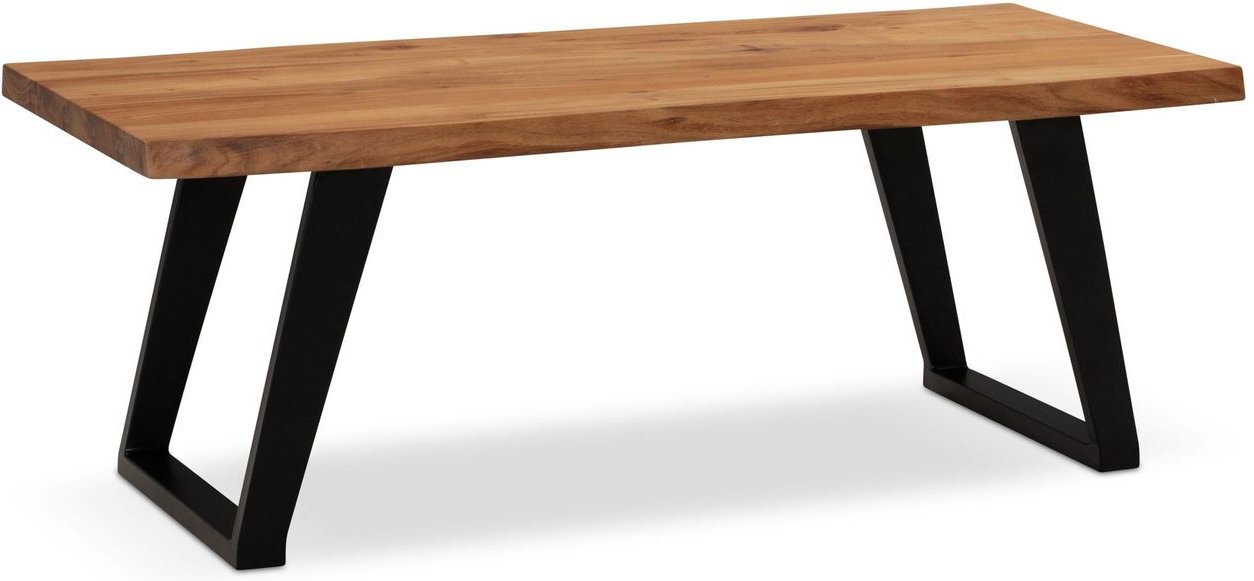 Couchtisch 120 cm Akazie Massivholz Wohnzimmertisch Sofatisch Baumkante